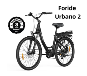 Ηλεκτρικό Ποδήλατο Foride Urbano 2 – Αυτονομία 100 χλμ. Μπαταρία 36V 13Ah Υδραυλικά Δισκόφρενα Ανάρτηση με Κλείδωμα 7 Ταχύτητες Shimano Εξαιρετική Σχέση Ποιότητας–Τιμής
